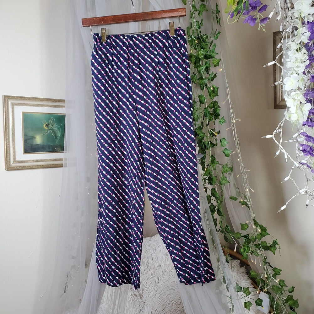 Who What Wear Women's XS Black Polka Dot Wide Leg Pants Relaxed‎ Comfort Casual